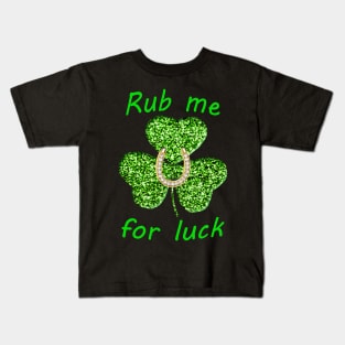 Funny Green Glitter Shamrock With A Horseshoe Kids T-Shirt